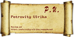 Petrovity Ulrika névjegykártya